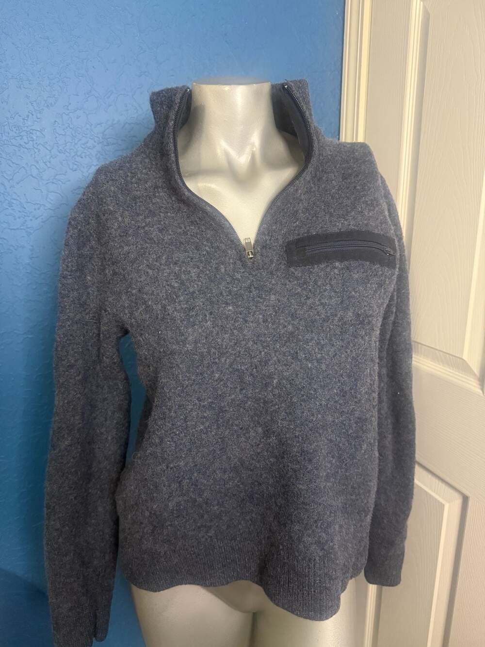 Abercrombie & Fitch 1892 Collection 100% Wool Quarter Zip Sweater XL